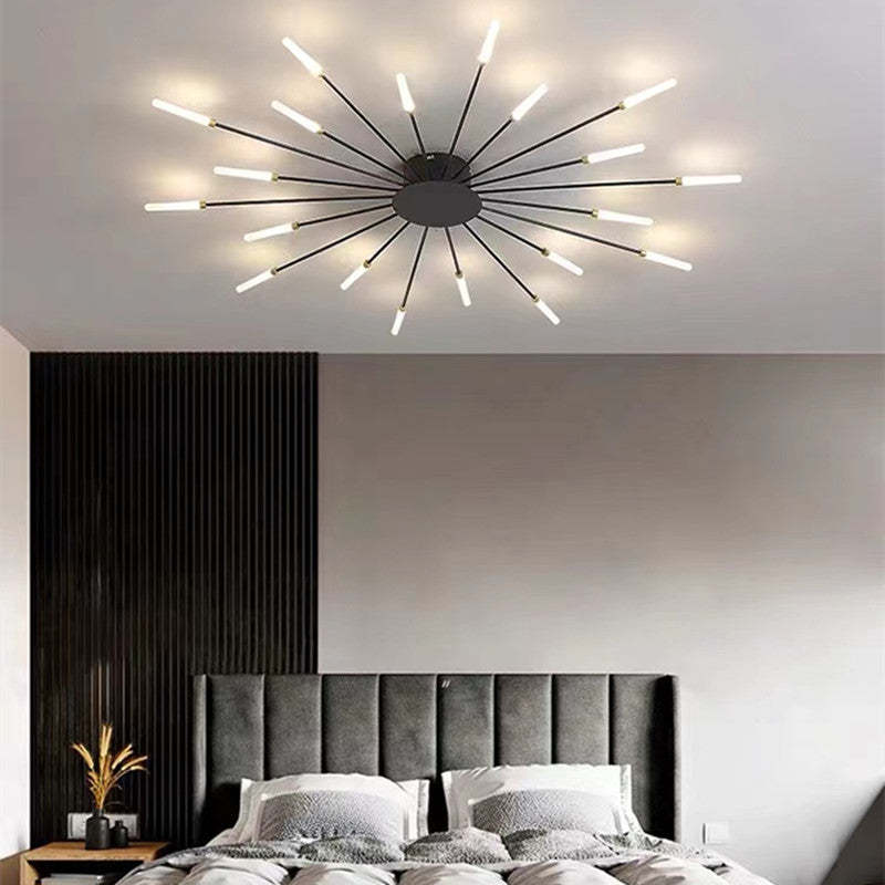 Lowry Industrial LED Deckenleuchte Schwarz/Gold Wohnzimmer Metall - Cueteks