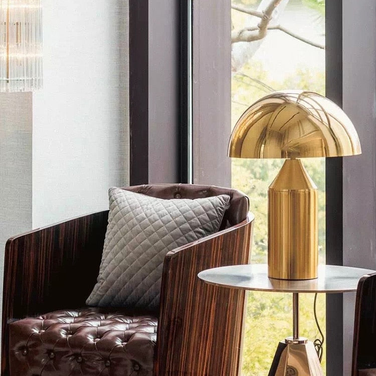 Salgado Tischleuchte Pilz Modern, Metall, Schwarz/Weiß/Gold, Esszimmer - Cueteks