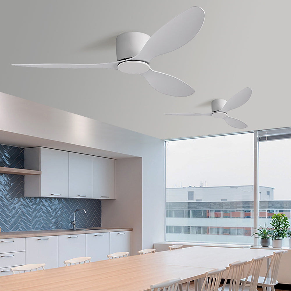 Walters 3-Blade DC Ceiling Fan, White & Black, Low Profile, 51'' - Cueteks