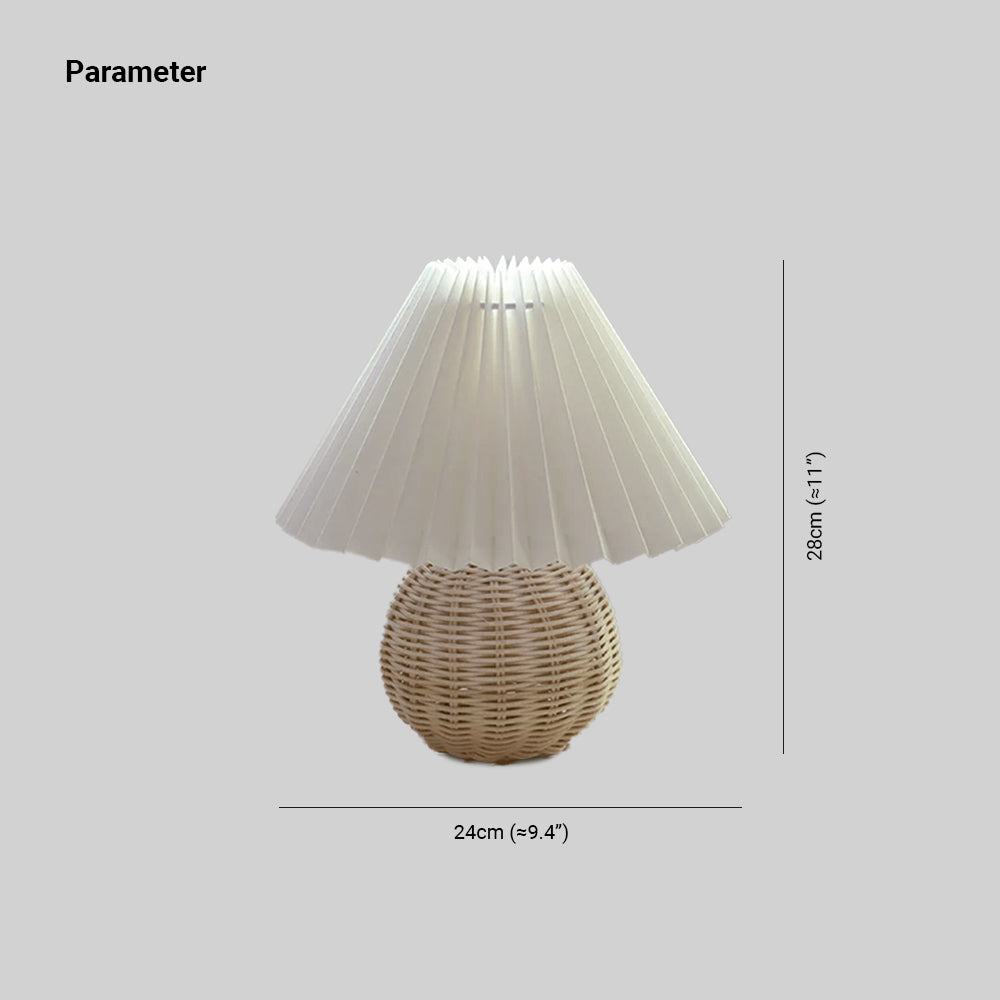 Ozawa Vintage Nachttischlampe, Creme/Beige/Weiß, Rattan/Holz/Keramik - Cueteks