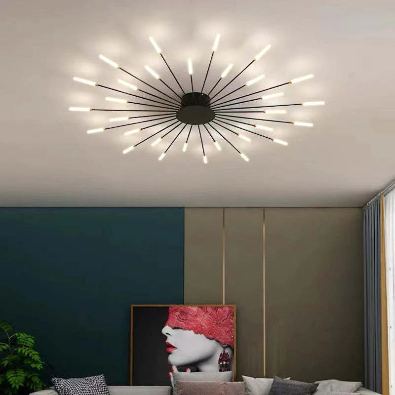 Lowry Industrial LED Deckenleuchte Schwarz/Gold Wohnzimmer Metall - Cueteks