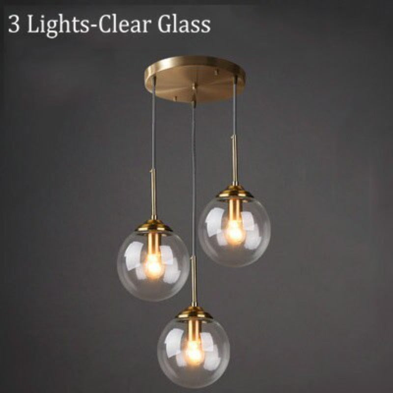 Valentina Modern LED Pendelleuchte Glaskugel, 3 Farben, Esstisch, Metall Glas - Cueteks