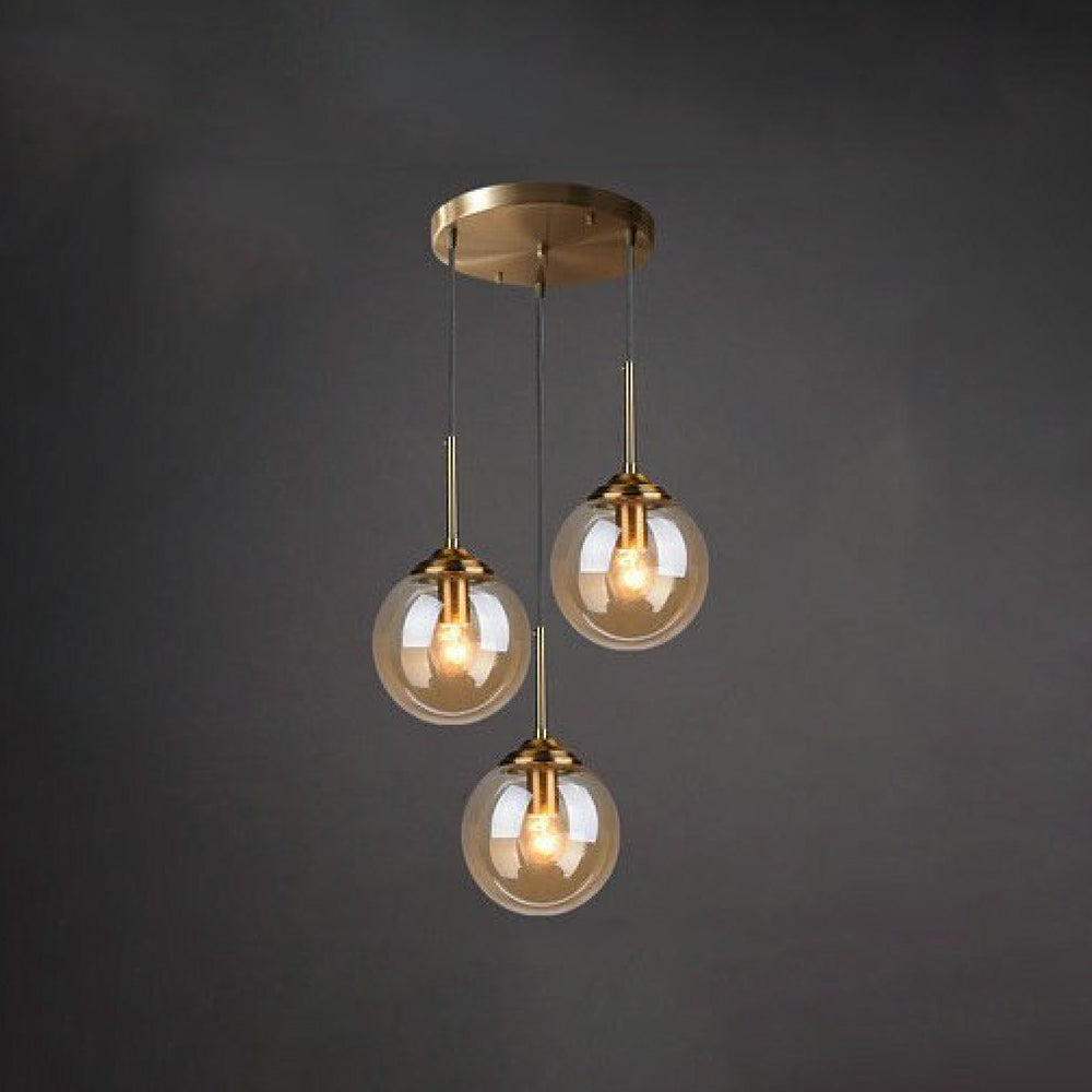 Valentina Modern LED Pendelleuchte Glaskugel, 3 Farben, Esstisch, Metall Glas - Cueteks