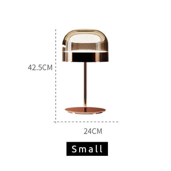 Hailie Minimalistische Pilz Glas/Metall Tischlampe, Schwarz/Rose Gold - Cueteks