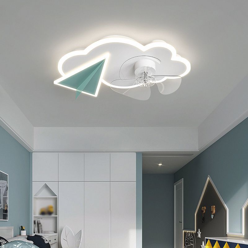 Minori Cloud & Plane Ceiling Fan With Light, 2 Colors, L 20.8''/22.8" - Cueteks
