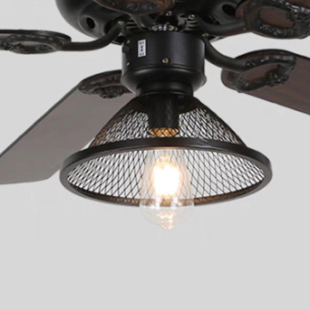 Alessio Industrial 5-Blade Black Ceiling Fan with Light, 4 Style, DIA 42.1'' - Cueteks
