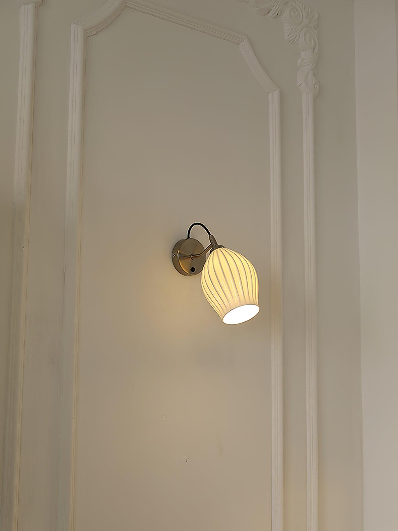 Glowing ribbed shade on a decorative wall panel