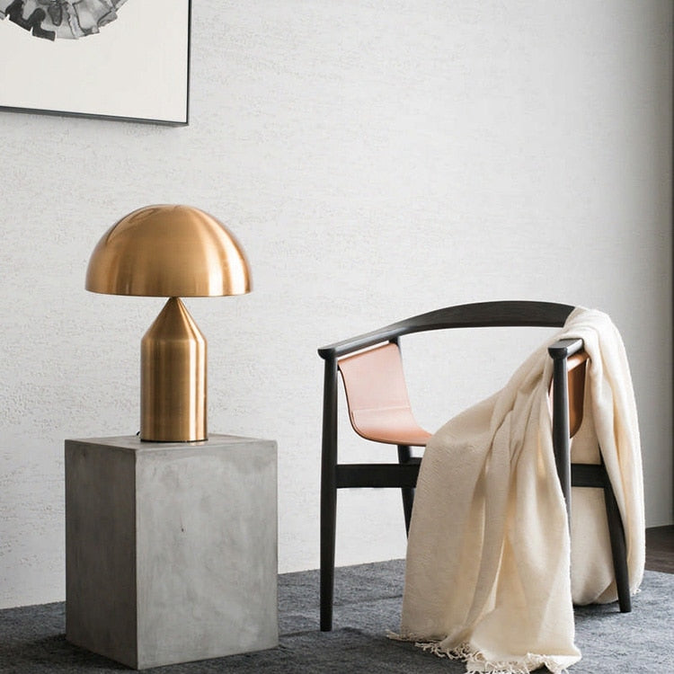 Salgado Tischleuchte Pilz Modern, Metall, Schwarz/Weiß/Gold, Esszimmer - Cueteks