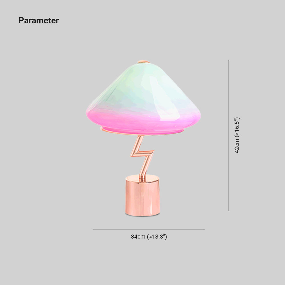 Morandi Modern Cute Mushroom Kinder Glas/Metall Tischlampe, Bunt - Cueteks