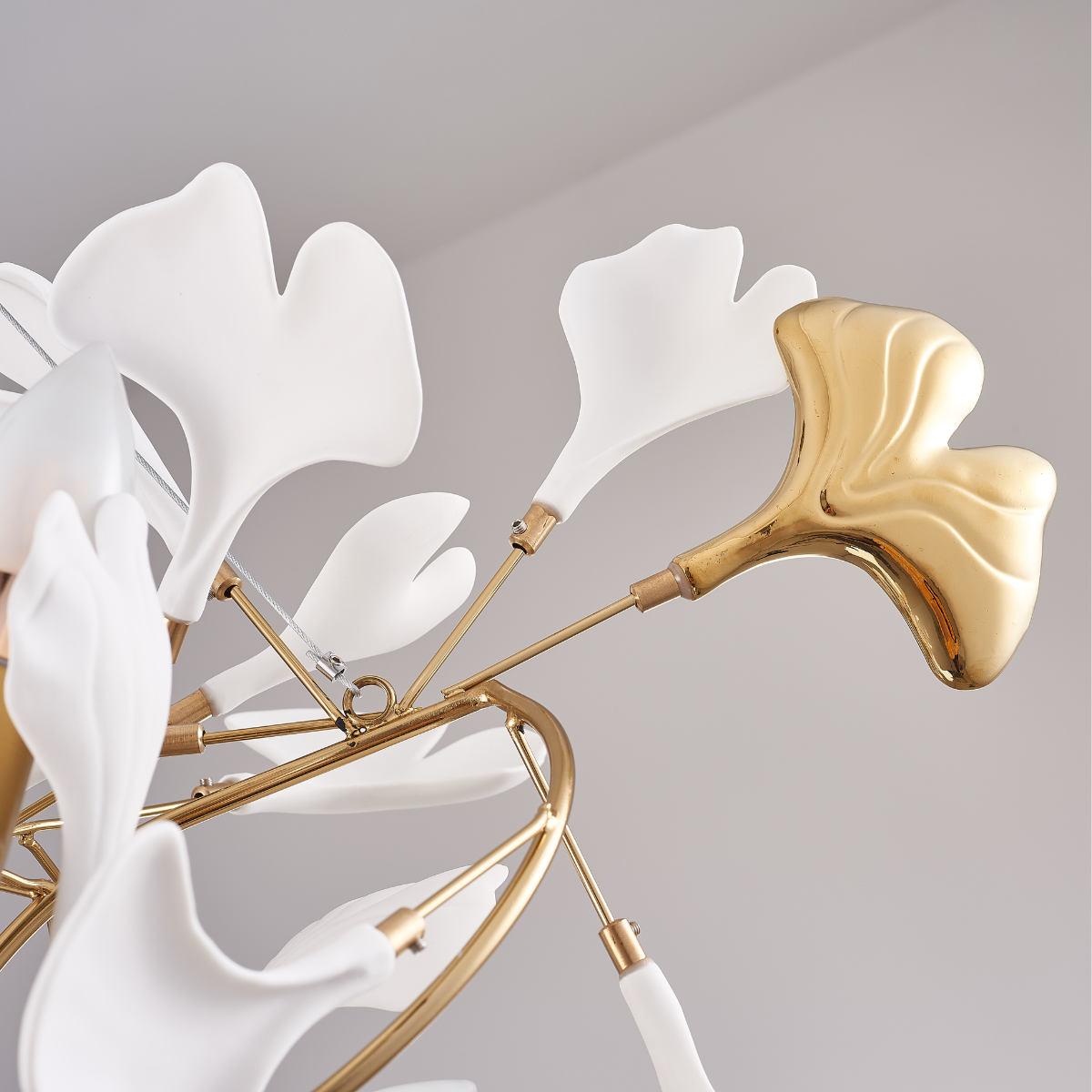 Olivia Gildglow Luxury Ceramic Chandelier Large Foyer Gingko Leaf Living Room - Cueteks