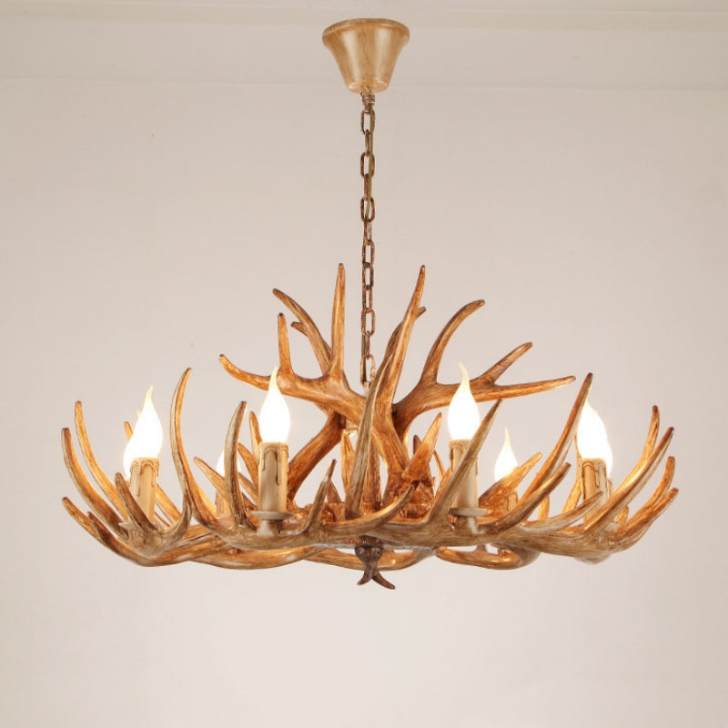 Austin Retro Deer Horn Resin Chandelier White Brown Coffee Living Room - Cueteks