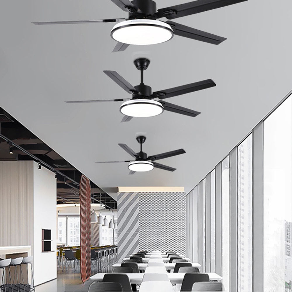 Haydn 5-Blade Modern Black DC Ceiling Fan with Light, Metal & ABS, 52'' - Cueteks