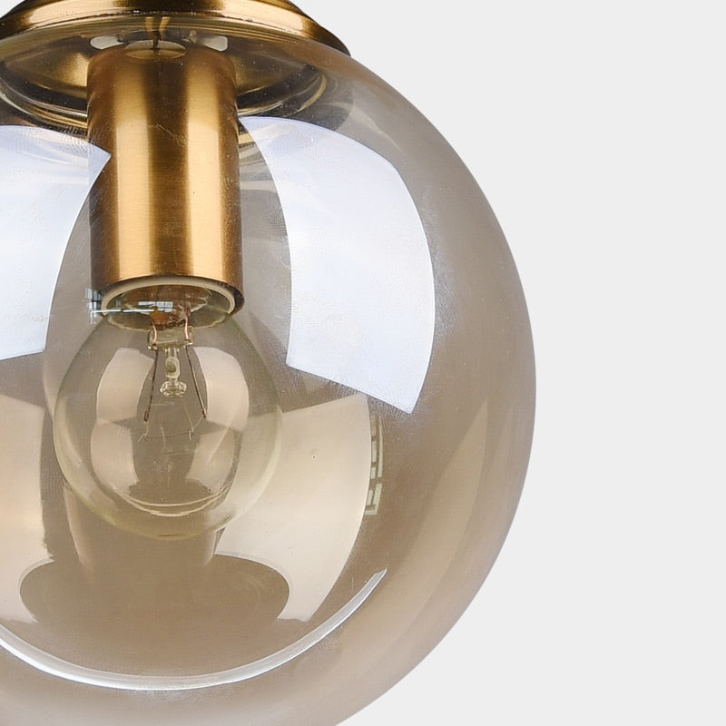 Valentina Modern LED Pendelleuchte Glaskugel, 3 Farben, Esstisch, Metall Glas - Cueteks