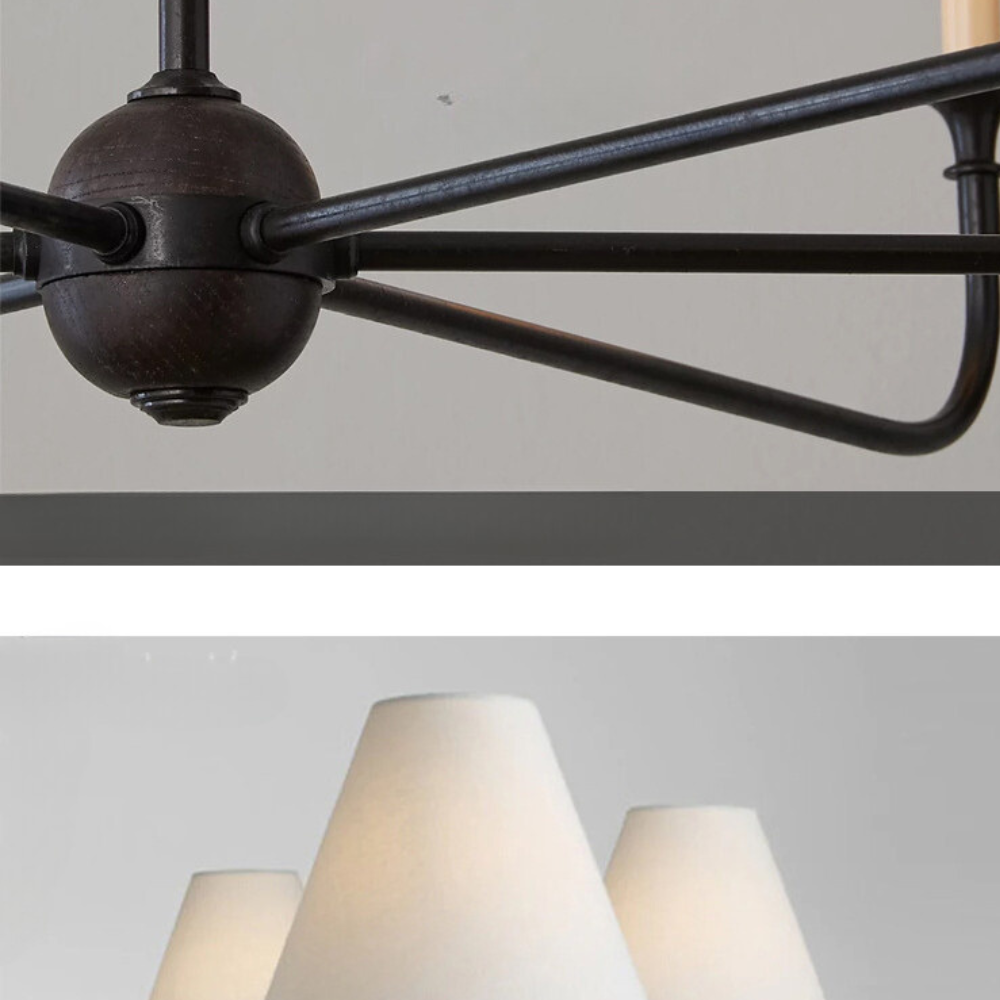 Alessio Vintage Retro Metal Chandeliers Living Room, Black/White/Brass - Cueteks