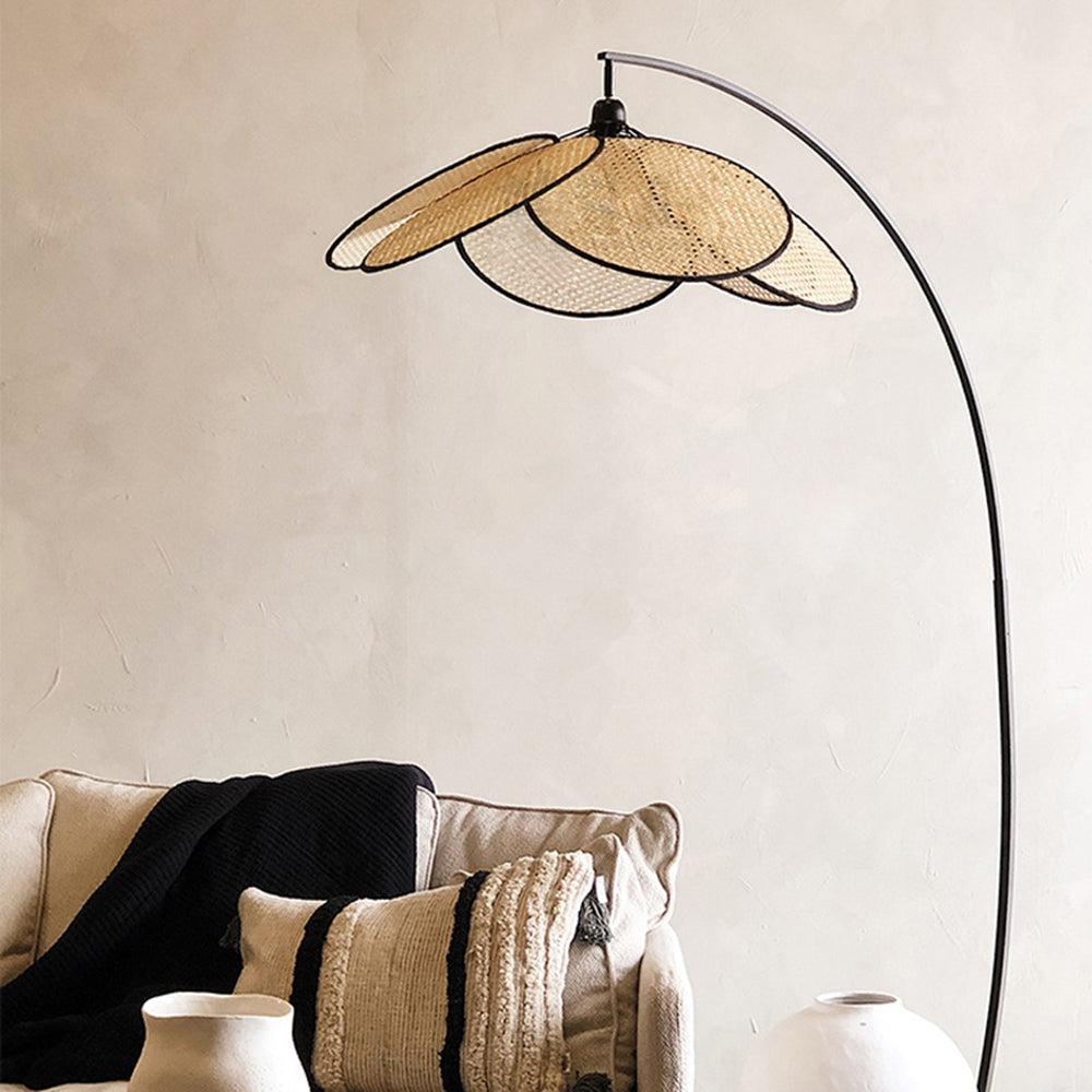 Ritta Artistic Flower Rattan/Willow Weave Floor Lamp - Cueteks