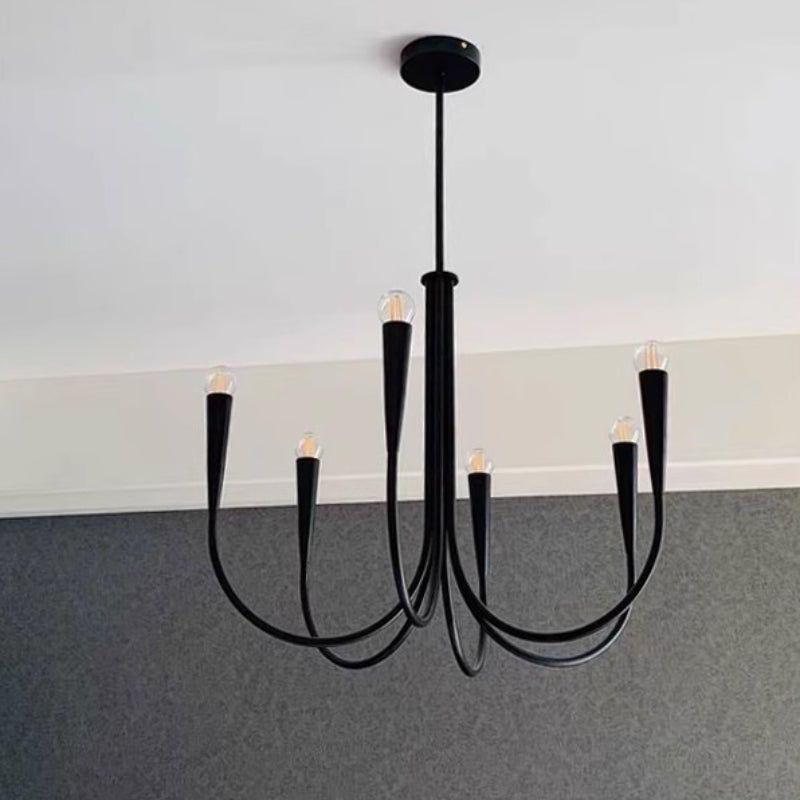 Hailie Modern Minimalist Chandelier Dinning Room, Black/Gold - Cueteks
