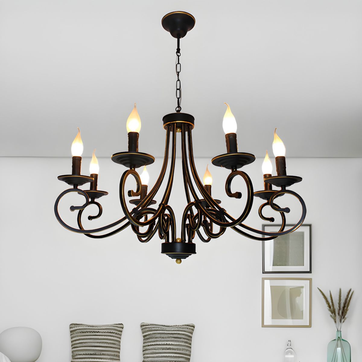 Silva Vintage Mental Candle Chandelier, Black - Cueteks