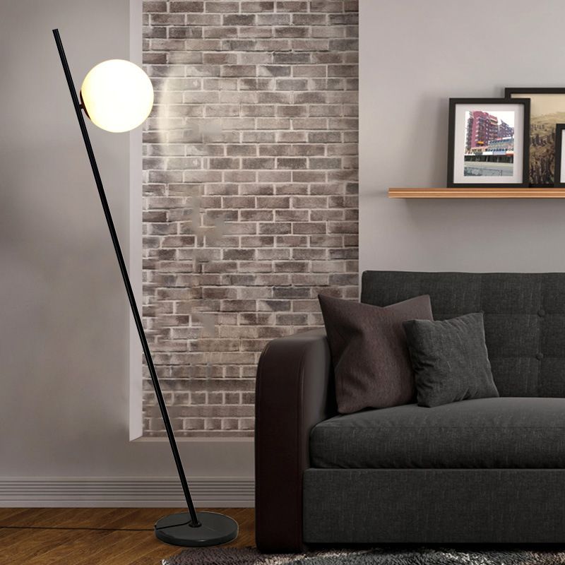 Valentina Minimalistic Black Orb Linear Floor Lamp, Living room - Cueteks