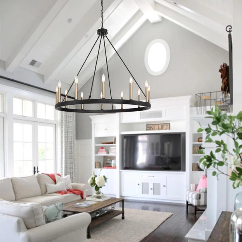 Silva Modern Industrial LED Chandelier Black Metal  Living Room - Cueteks