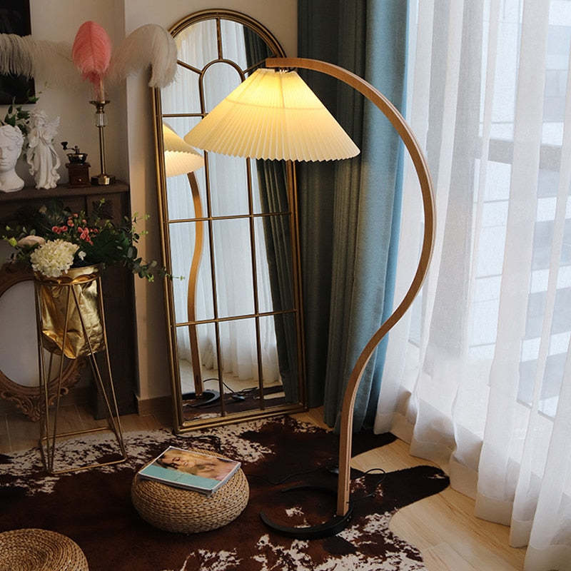 Ozawa Unique LED Beige Floor Lamp Wood/Metal Bedroom/Living Room - Cueteks