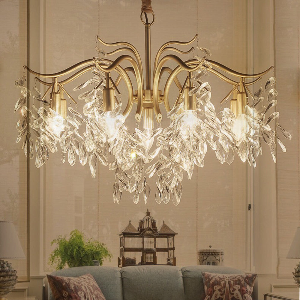 Marilyn Modern Crystal Metal Luxury Chandelier Black Gold Living Room - Cueteks