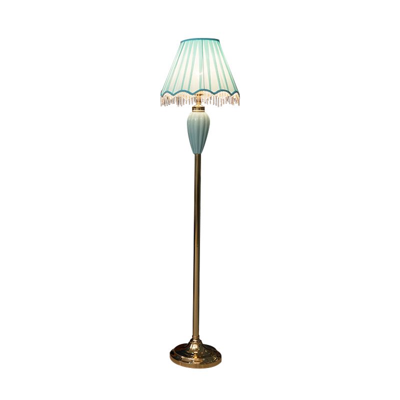 Eryn Vintage Ceramic Fabric Floor Lamp, Blue/Pink - Cueteks