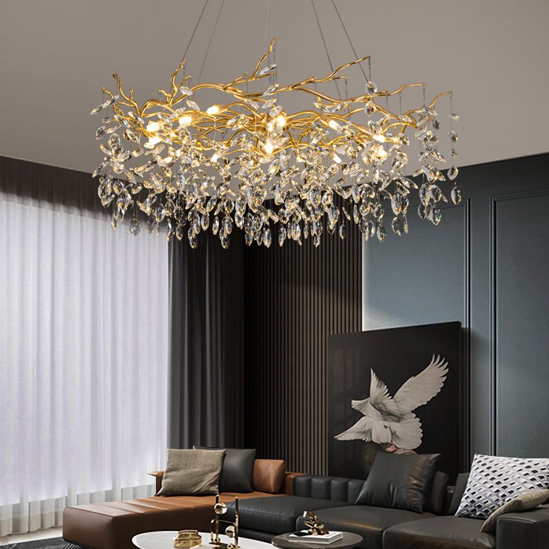 Marilyn Contemporary Gold Glass Crystal Chandelier - Cueteks