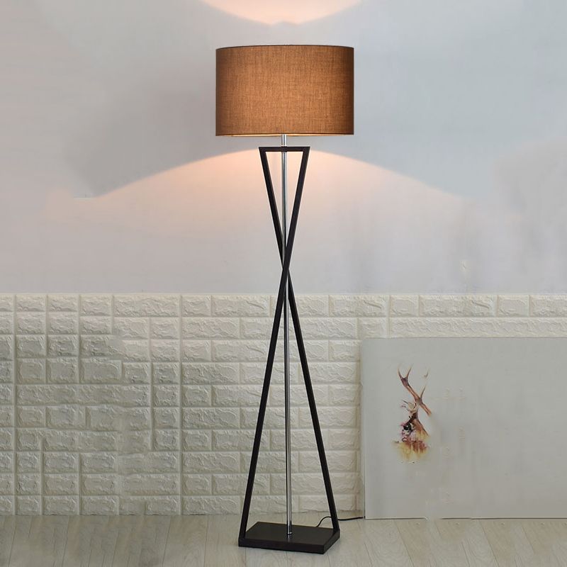 Eryn Retro Cylinder Tripod Metal  Fabric Multi Color Floor Lamp - Cueteks