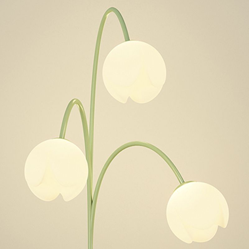 Lily Nordic 3 Lights Flower Metal Glass Floor Lamp,Green Pink - Cueteks