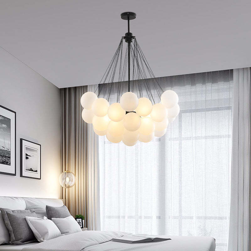 Black 37-globe pendant in a bedroom