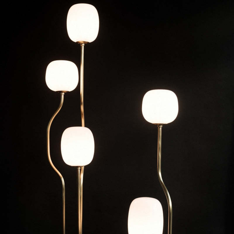 Russo Artistic Ball Glass Metal Floor Lamp, Black/White - Cueteks