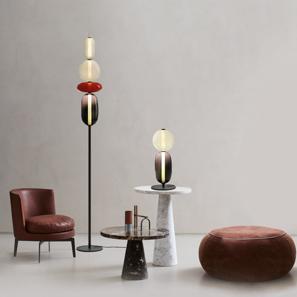 Morandi Modern Creative Man Metal/Glass Floor lamp, White/Black/Red - Cueteks