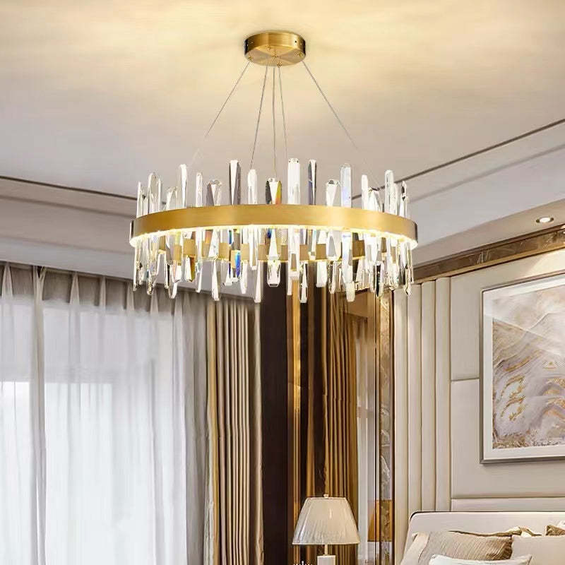 Marylin Modern Crystal Ring Chandelier, Stainless Steel & Crystal - Cueteks