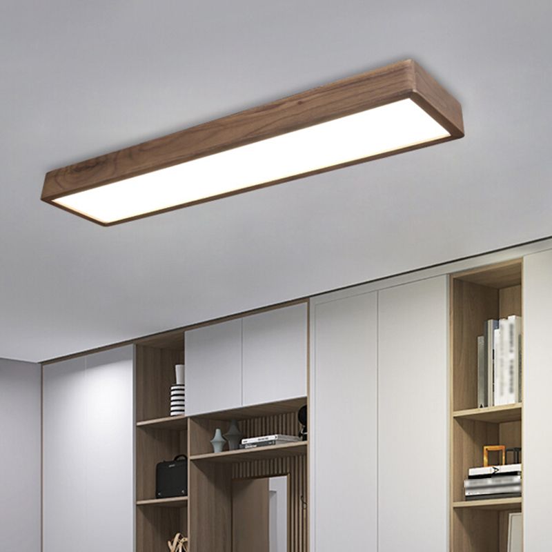 Ozawa wood-frame ceiling light above built-in shelving