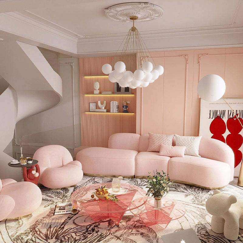Small gold cluster in a pink living-room setting