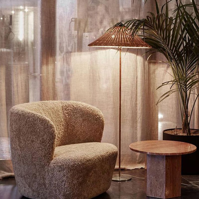 Muto Modern Metal Fabric Rattan Floor Lamp - Cueteks