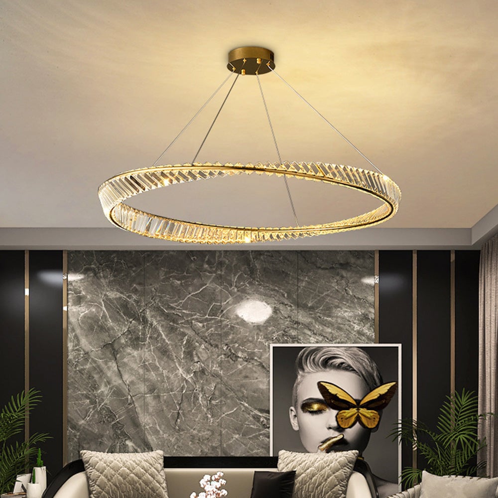 Kirsten Modern Luxury Round Metal/Glass Chandelier, Gold - Cueteks