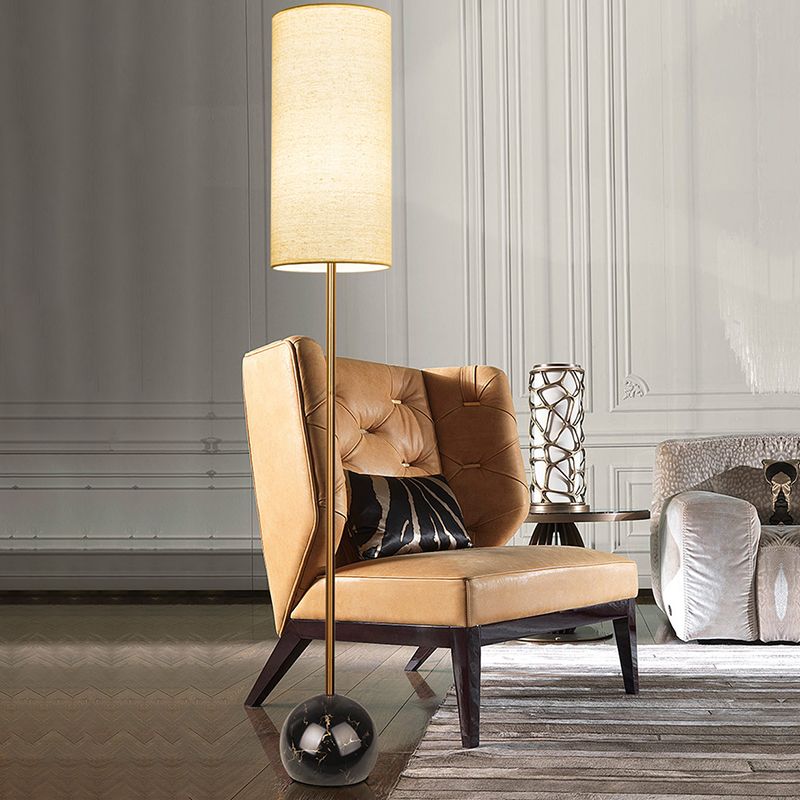 Eryn Modern Cylinder Shape Metal Fabric Floor Lamp - Cueteks