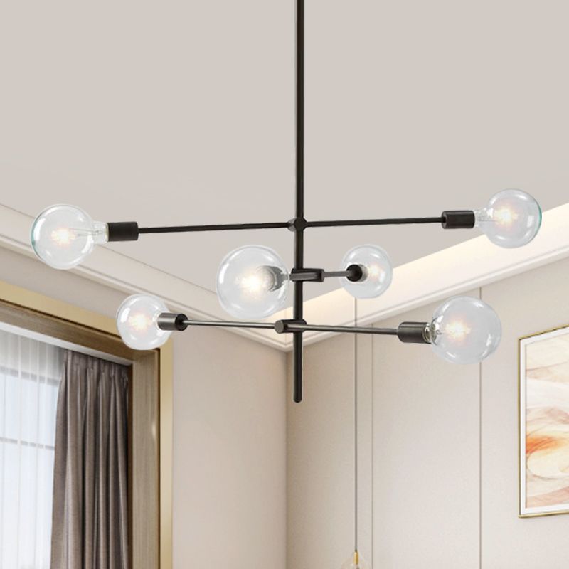 Valentina Modern Globe Metal/Glass Chandelier, Black/Gold - Cueteks