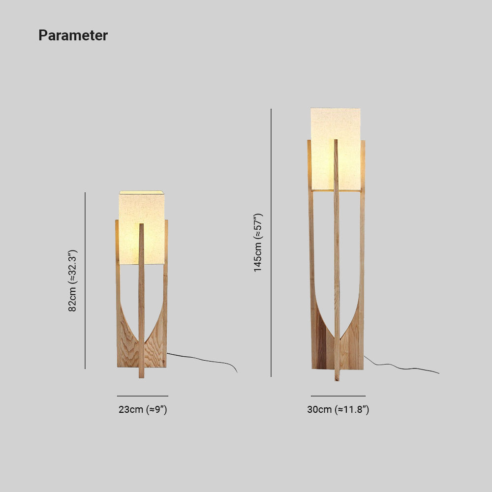 Ozawa size drawing: shorter lamp 82 cm high and 23 cm wide, taller lamp 145 cm high and 30 cm wide