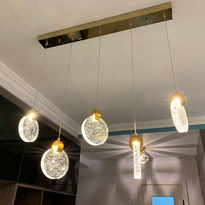 Kristy Minimalist Round  Metal/Crystal Chandelier, Gold - Cueteks