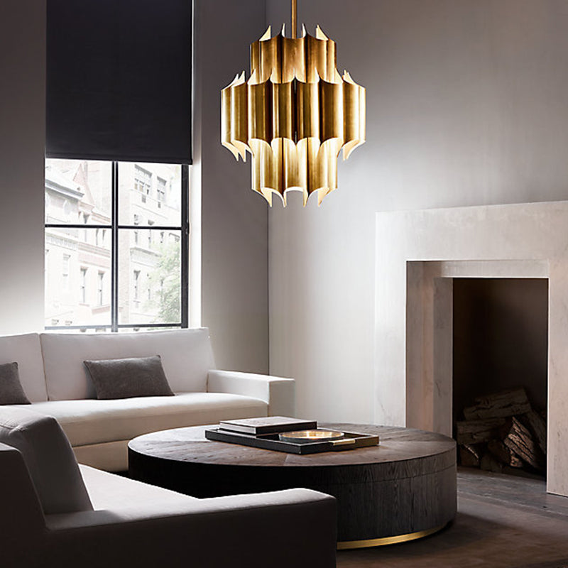Evette Simple Retro Creative Chandelier Brass Metal Bedroom - Cueteks