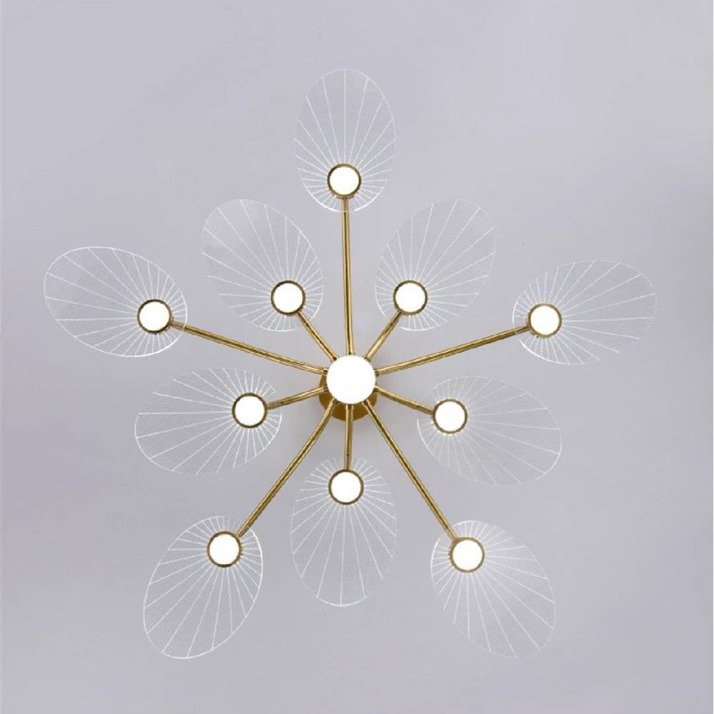 Carins Art Deco Leaf Metal/Acrylic Chandelier, Gold - Cueteks