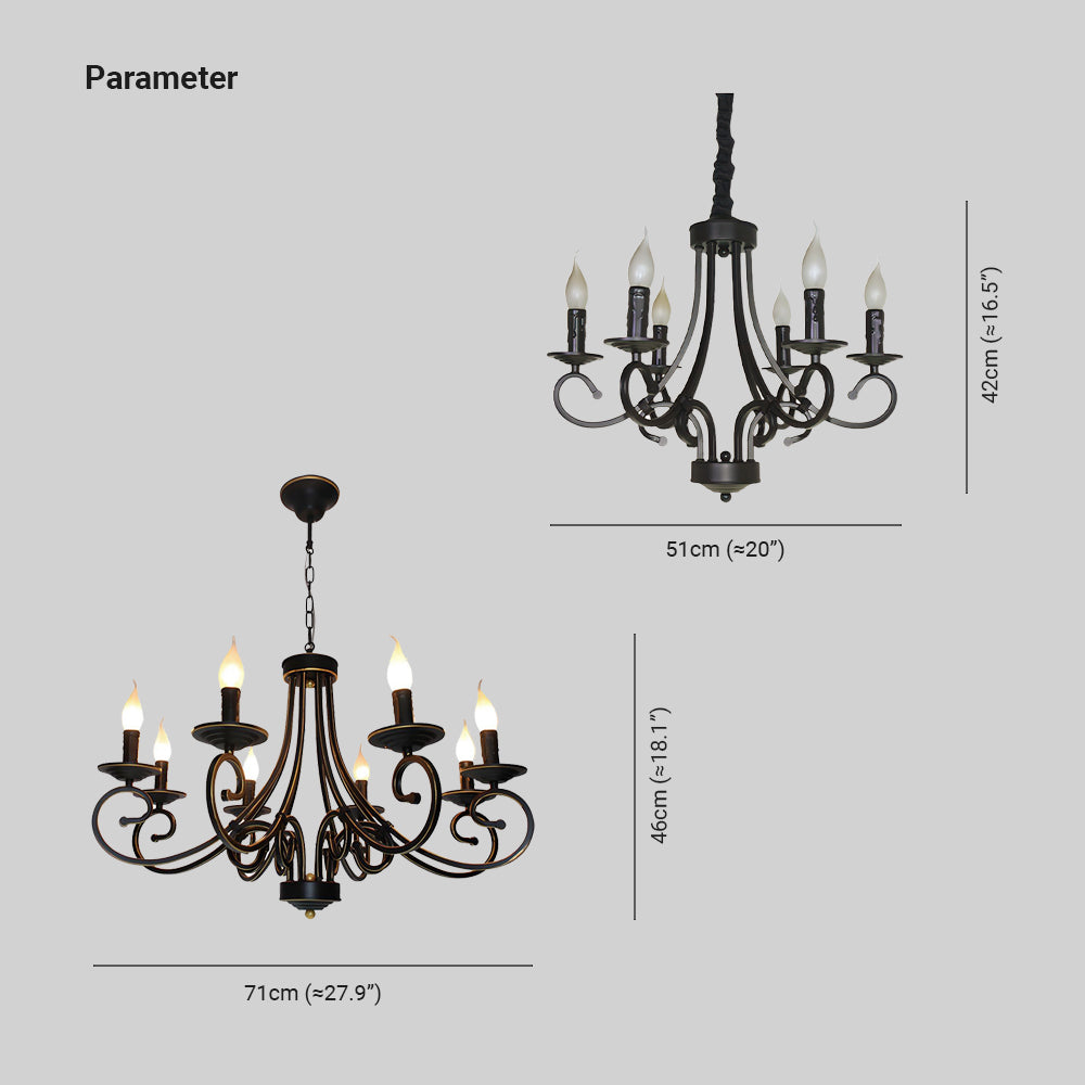 Silva Vintage Mental Candle Chandelier, Black - Cueteks