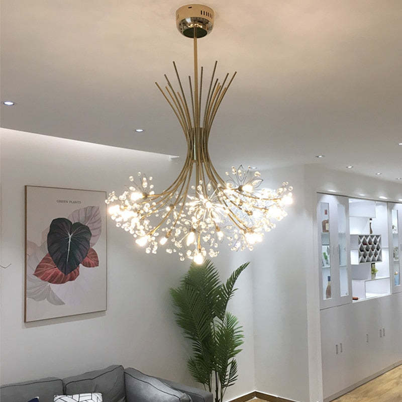 Lily Modern Art Deco Crystal Sputnik Chandelier, Black/Gold - Cueteks