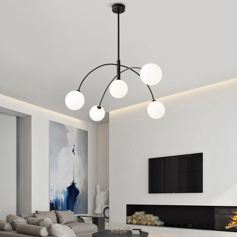 Valentina Pendant Light Globe Modern, Metal/Glass, Black/Gold, Bedroom - Cueteks