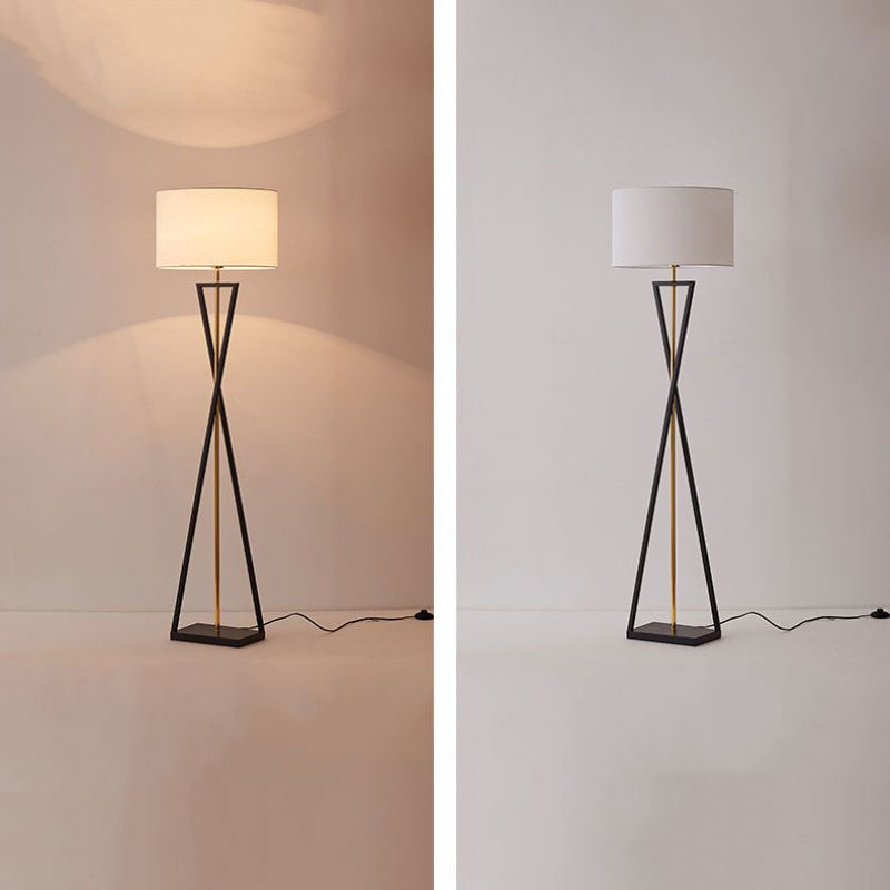 Eryn Retro Cylinder Tripod Metal  Fabric Multi Color Floor Lamp - Cueteks