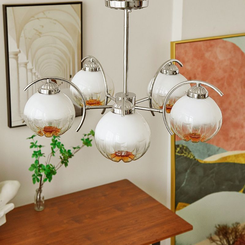 Hailie Pendant Light Gradient Flower Modern, Glass, White, Bedroom - Cueteks