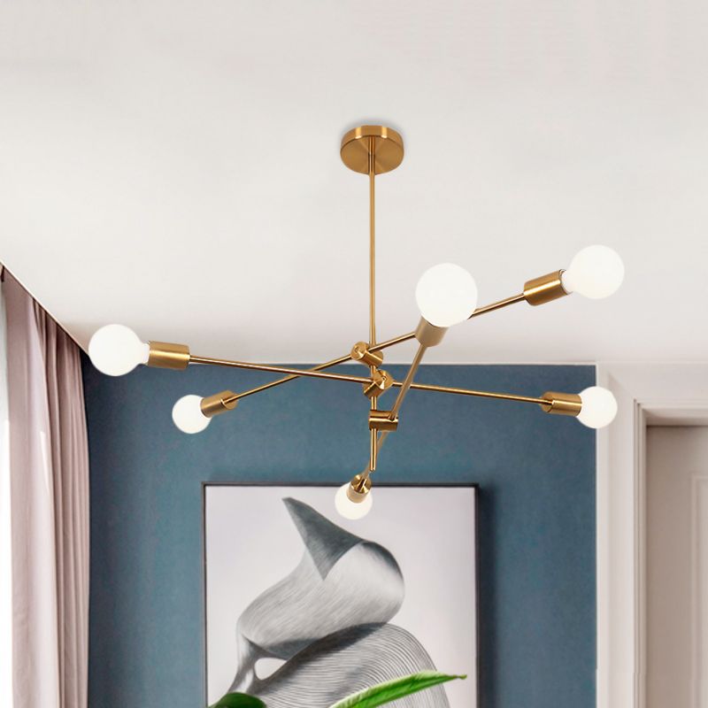 Valentina Modern Globe Metal/Glass Chandelier, Black/Gold - Cueteks