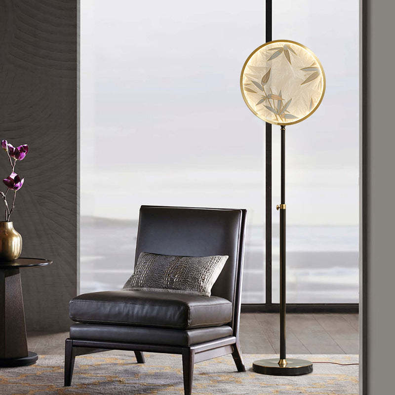 Jade Zen Artistic Circle Floor Lamp, Metal/Glass - Cueteks
